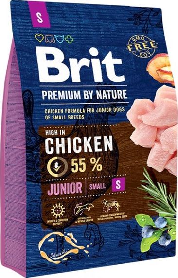 Корм Brit Premium Dog Junior S сухий з куркою для цуценят та молодих собак дрібних порід 3 кг