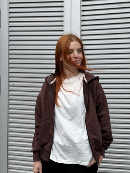 Худі на блискавці жіноче коричневого кольору, 3XL | Зображення 5