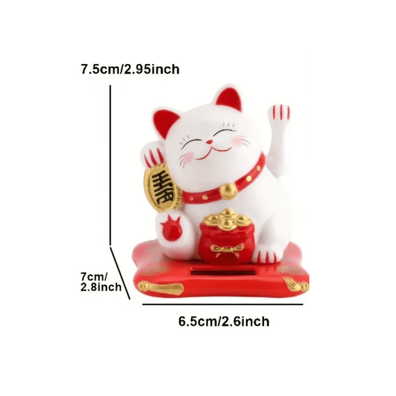 Китайська кішка талісман удачі Манекі-неко Lucky cat Біла на сонячній батареї No brand 4474763538 | Зображення 1