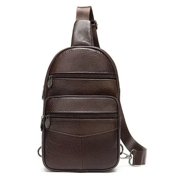 Стильна чоловіча шкіряна сумка слінг,середнього розміру з якісної італійської шкіри у фірмовій упаковці