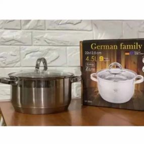 Каструля з кришкою з неіржавкої сталі  22 х 12.5 см 4.5 л German Family GF-2050