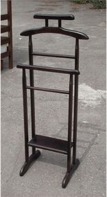 Тремпель Альфа колір венге, подвійна дерев'яна підлогова вішалка з полицею для взуття та плічками для одягу