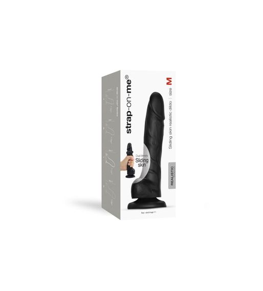 Реалістичний фалоімітатор Strap-On-Me Sliding Realistic Skin Dildo Black M, ефект рухливої шкіри Sex Aura | Зображення 8