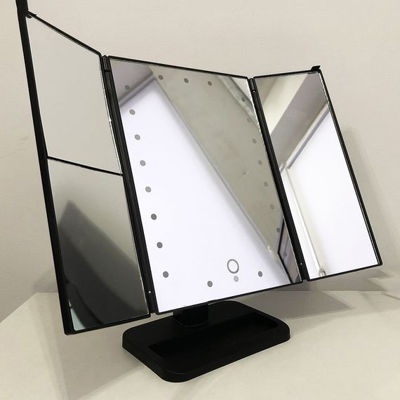 Потрійне дзеркало для макіяжу з підсвічуванням. VF-801 Колір чорний | Зображення 1