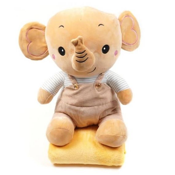 Игрушка-плед Слоник 3в1 50см (плед 100*150см) Светло-коричневая