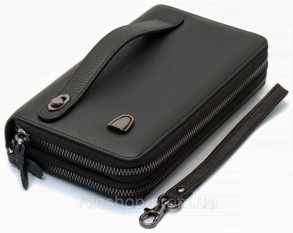 Черный кошелек-клатч на две молнии из натуральной кожи Marco Coverna B-5902B-1Q | Зображення 3