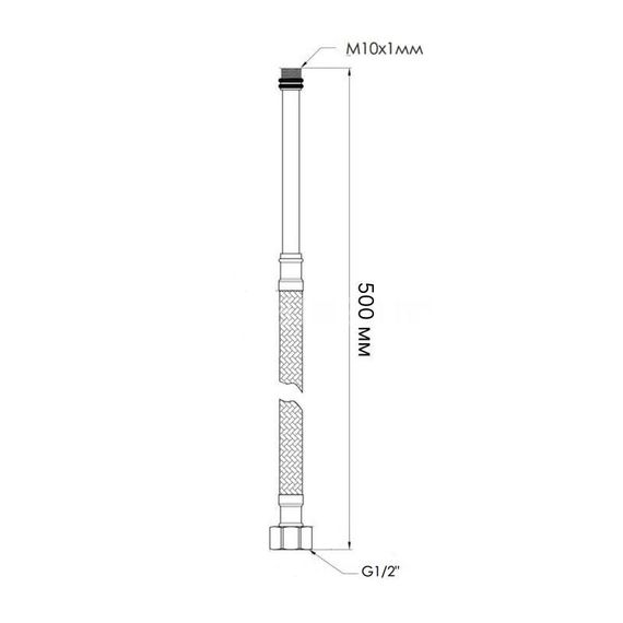 Шланг для під'єднання змішувача Thermo Alliance Standart (пара) 50 см NYLON M10x1/2" В довгу голку TAS386W50L | Зображення 1