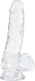 Прозрачный фаллоимитатор на присоске ADDICTION - Clear Dildo with Balls 7″, виброшар в подарок, Прозрачный