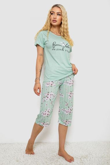 Пижама женская с принтом, цвет мятный, 243R10279 | Зображення 2