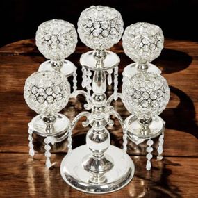 Свічник металевий на 5 свічок Mini Crystal Сріблястий
