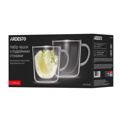 Набор чашек Ardesto BH 450 мл 2 шт прозорий (AR2645BH) | Зображення 3