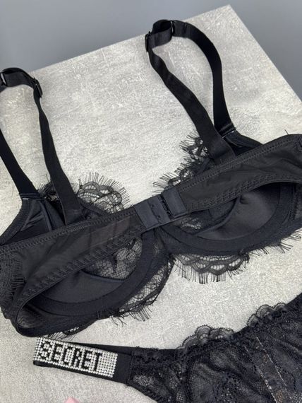 Комплект Victoria's Secret Кружева без пушапа чорний kk065 | Зображення 1