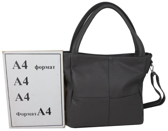 Жіноча шкіряна сумка на двох ручках Borsacomoda сіра | Зображення 9