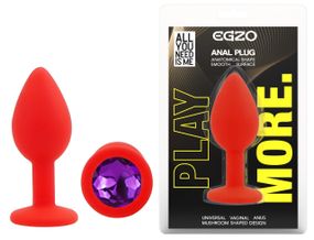 Силіконова анальна пробка EGZO - Silicone Red Round Plug Purple, size S Sex Aura