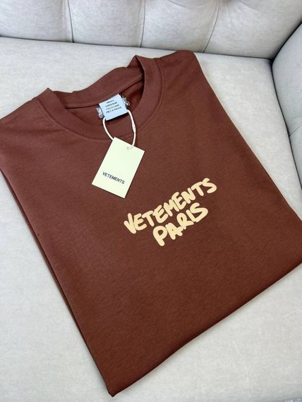 Футболка Vetements Paris Brown чоловіча коричнева бавовна оверсайз f722 | Зображення 1