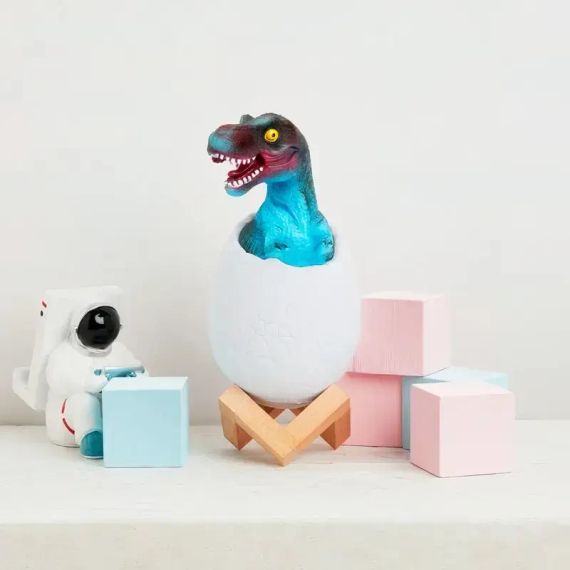 Детский светильник SUNROZ 3D Dinosaur Lamp лампа-ночник "Динозаврик в яйце" с пультом ДУ | Зображення 1
