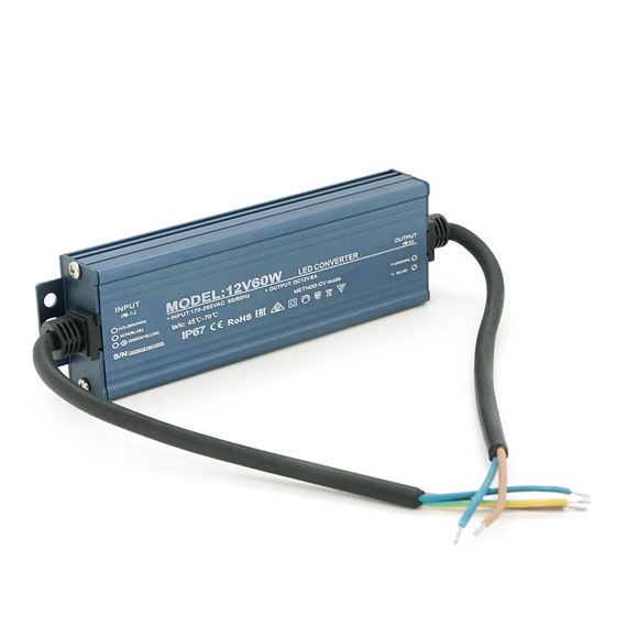Імпульсний блок живлення герметичний (Led Converter) 12V 60W, IP67, 152х21х44 мм