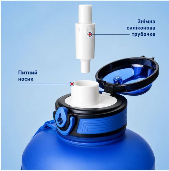 Спортивная бутылка для воды KANGZYUAN 2500 мл (2,5л) Голубой градиент (BPA Free) Tritan | Зображення 7