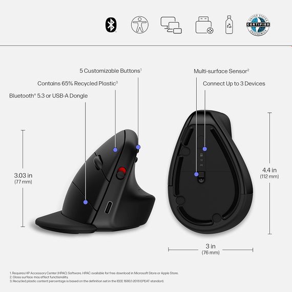 Миша HP 920 Ergonomic Vertical 6H1A4AA | Зображення 1