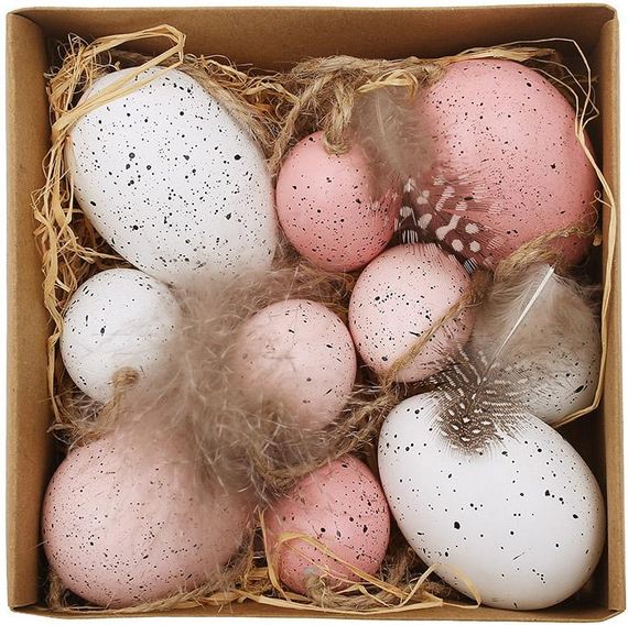 Декоративний набір "Великодні Яйця", 10 яєць-підвісок з пером