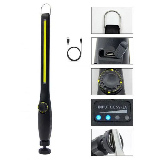 Ручний компактний ліхтарик BL 821 + з магнітом COB 18650 battery usb charge | Зображення 2