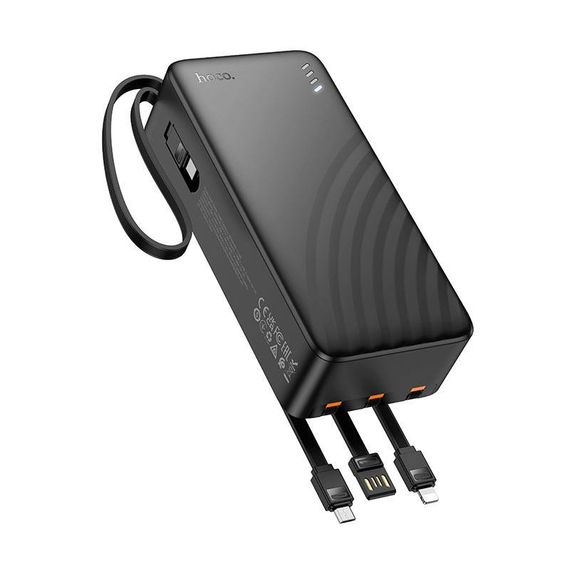 Power Bank Hoco J146B з кабелем USB+Micro+Type-C+Lightning (30000mAh) Чорний | Зображення 3