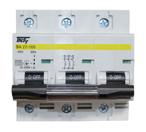 Автоматичний вимикач ВА27-100 3Р 100А 10 кА х-ка D Ny95504907 | Зображення 1