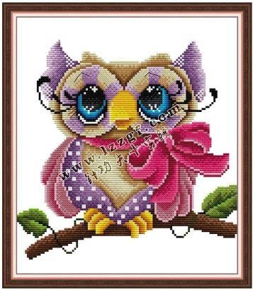 Набір для вишивання за нанесеною на канву схемою  "Beautiful owl". AIDA 14CT printed 28*31 см