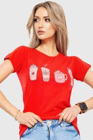 Футболка женская с принтом  цвет красный 221R3004
