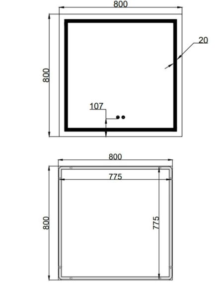 Дзеркало Qtap Mideya (MI1) квадратне з LED-підсвічуванням Touch QT2078NCF808048477 | Зображення 1