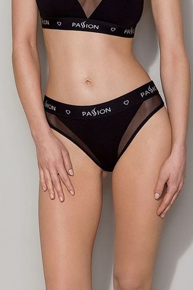 Трусики хлопковые с прозрачной вставкой Passion PS002 PANTIES, Черный, S, S, Маленький размер | Зображення 6