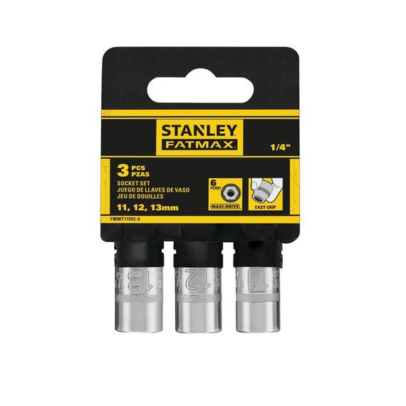Набор торцевых головок 1/4 Maxi Drive, с шестигранным профилем, 3 шт: 11, 12, 13 мм. STANLEY FMMT17092-0 | Зображення 1
