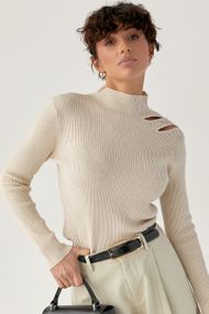 Лонг у рубчик з вирізами на плечі - бежевий цвет, ONE SIZE (є розміри)