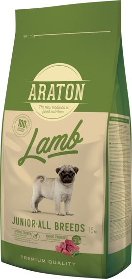 Корм ARATON LAMB Junior All Breeds сухой для молодых собак с ягненком и рисом 15 кг