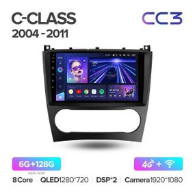 Штатна магнітола Teyes CC3 6+128 Gb Mercedes Benz C-Class W203 CL203 C209 A209 2004-2011 9"