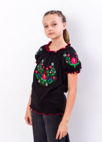 Вишиванка для дівчаток (підліткова) з коротким рукавом Носи своє 158 Чорний (p-10393-111623)