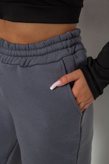 Спортивные штаны женские на флисе, цвет темно-серый, 238R58641-1 | Зображення 4