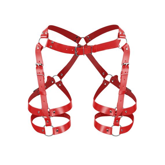 Гартери на стегна з натуральної шкіри Art of Sex - Claire, Червоний, L, XL, 2XL, L/XL/XXL, Великі розміри | Зображення 3