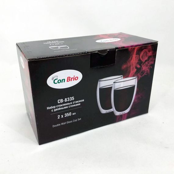 Набор чашек с двойными стенками 2 шт Con Brio СВ-8335-2, 2шт, 350мл, Кружки для чая с двойными стенками HT-68 | Зображення 6