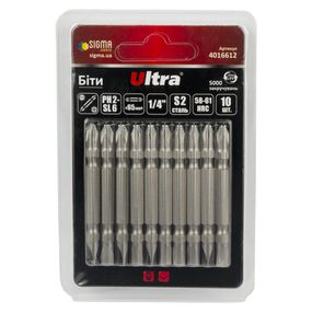 Набір біт Ultra PH2-SL6×65мм ¼" 10шт S2 (блістер) 4016612