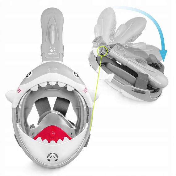 Маска для снорклінгу TSUNAMI Shark повнолицьова, дитяча Grey (P-5905973405447) | Зображення 1