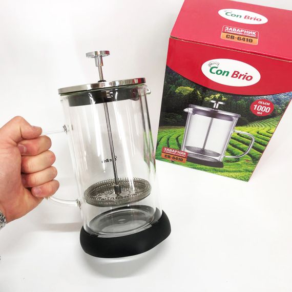 Заварник з подвійними стінками Con Brio 1л CB-6410, Френч-прес з поршнем, Френч-прес з ручкою | Зображення 1