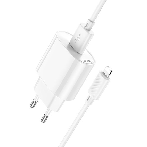 Набір СЗУ 110-240V HOCO C109A 1xUSB+кабель Lighting, 2.1A, кабель 1м | Зображення 5