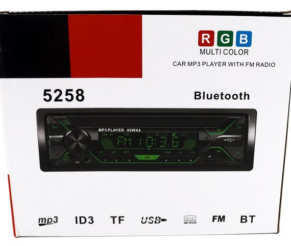 Автомагнітола RGB 5258BT F-157 Bluetooth USB TF AUX Радіо 60Wx4 7 кольорів підсвічування Чорний | Зображення 8