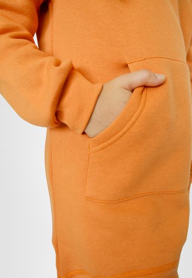 Худі подовжене для дівчат з начісом гірчичне, 128 | Зображення 3