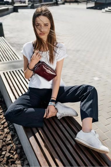 Шкіряна поясна сумка Skin and Skin Go Bag 19x13x6 см Бордова (WB03BU) | Зображення 7