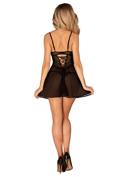 Эротический комплект Obsessive Chemeris babydoll & thong XL/2XL, пеньюар и стринги | Зображення 5