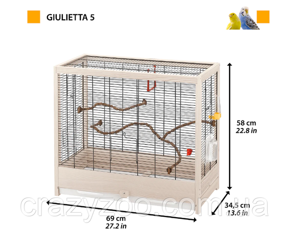 Клетка для канареек и маленьких птиц Ferplast Giulietta 5 деревянная 69x34.5x58 см 52067117 | Зображення 1