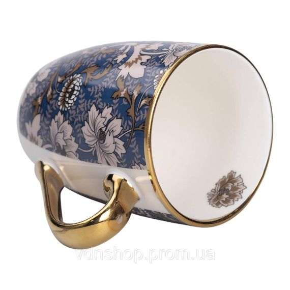 Порцелянова чашка 400 мл із золотим обідком і золотою ручкою RX-N240665BLW | Зображення 2