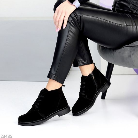 Класичні чорні черевики натуральна замша низький хід | Зображення 4